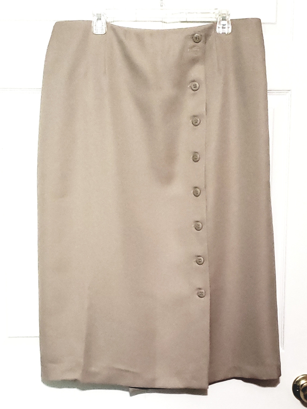 Vintage Roaman's Taupe Button-Front Pencil Skirt